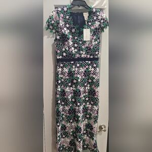 FoxieDox Floral mix (Navy, Pink, White, Green) Embroidery cut-work Lace Dress
